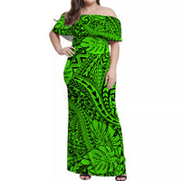 Matching Hawaiian Outfits For Couples Polynesian Tribal Art Green LT14