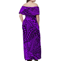 Hawaii Off Shoulder Long Dress Polynesian Tribal Art Ver.03 LT14