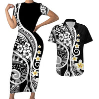 Plumeria Polynesian Couples Matching Outfits Combo Bodycon Dress And Hawaii Shirt Trending Black LT6 No Dress - Polynesian Pride