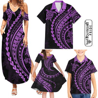 Hawaii Family Matching Outfits Polynesian Pride Summer Maxi Dress And Shirt Family Set Clothes Turtle Hibiscus Luxury Style - Lilac LT7 - Polynesian Pride