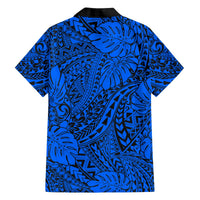 Blue Hawaii Family Matching Off Shoulder Long Sleeve Dress And Hawaiian Shirt Tribal Art LT14