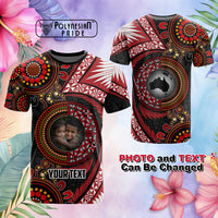 Custom Photo Tonga and Australia Together T Shirt Ngatu Art Tribal Aboriginal Tattoo Pattern