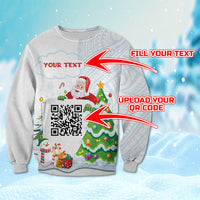 Custome QR Code Polynesian Christmas Sweatshirt Funny Santa Claus and Xmas Style