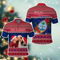 Custom Photo Guam Christmas Polo Shirt Guaman Seal Poinsettia Felis Pasgua
