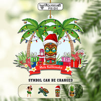 Custom Hawaii Symbols Christmas Ceramic Ornament Mele Kalikimaka