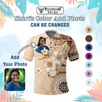 Custom Photo Samoa Polo Shirt Samoa Siapo Pattern With Hibiscus