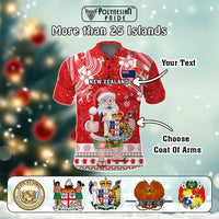 Custom Polynesian Countries Christmas Polo Shirt Santa Coat Of Arms - Polynesian Pride