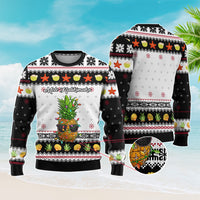 Custom Christmas Hawaii Symbols Knitted Sweatshirt Polynesian Tribal Pattern
