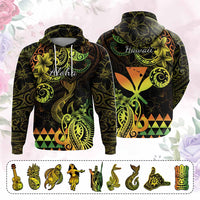 Custom Hawaii Symbols Hoodie Plumeria Kakau Polynesian Tribal