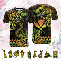 Custom Hawaii Symbols T Shirt Plumeria Kakau Polynesian Tribal