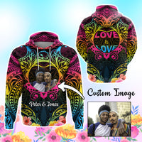 Custom Photo Happy Pansexual Pride Day Hoodie Love Is Love Polynesian Style