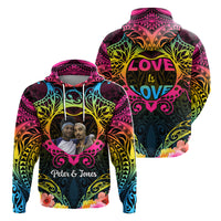 Custom Photo Happy Pansexual Pride Day Hoodie Love Is Love Polynesian Style