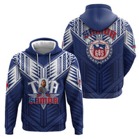 Custom Photo Toa Samoa Rugby Hoodie Samoan Pride With Tribal Pattern CTM05 Zip Hoodie Blue - Polynesian Pride