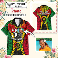 Custom Photo Vanuatu Independence Day Hawaiian Shirt Pig Tusk Polynesian Pattern