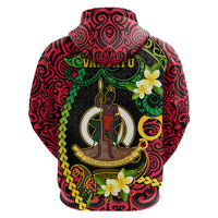 Custom Photo Vanuatu Provinces Hoodie Coat Of Arms Plumeria Polynesian Pattern