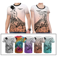 Personalised Polynesian Beauty Woman and Warrior Valentine T Shirt With Pacific Pattern - Polynesian Pride