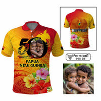 Custom Photo Papua New Guinea 50th Years Polo Shirt Hapi De bilong Indipendens Papua Niugini CTM09 Multicolor - Polynesian Pride