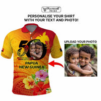 Custom Photo Papua New Guinea 50th Years Polo Shirt Hapi De bilong Indipendens Papua Niugini CTM09 - Polynesian Pride
