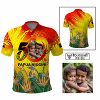 Custom Photo Papua Niugini Hapi 50th Indipendens Polo Shirt Year of PNG 1975-2025 CTM09 Multicolor - Polynesian Pride