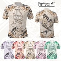 Custom Fist Bump Father's Day Sign Polo Shirt Polynesian Shark Tribal Tattoo CTM09 Multicolor - Polynesian Pride