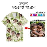 Custom Photo Hawaiian Palaka Hawaiian Shirt Mokihana Maile Ilima Leis
