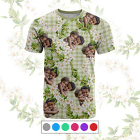 Custom Photo Hawaiian Palaka T shirt Mokihana Maile Ilima Leis