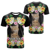 Custom Photo Polynesian Funny Dog T Shirt Tropical Flower