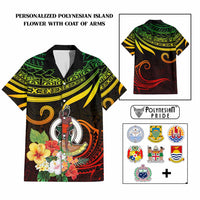 Personalized Photo Polynesian Hawaiian Shirt Flower With Coat Of Arms