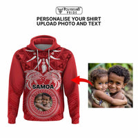 Custom Photo Samoa Hoodie Polynesian Fish Tattoo and Boar Tusk Art