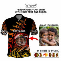 Custom New Zealand Polo Shirt Aotearoa Symbols with Maori Fern Reggae Arty Color