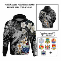 Custom Hawaii Tropical Hoodie Hammerhead Shark and Coat of Arm Polynesian Island