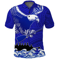 Custom American Samoa Fautasi Race Polo Shirt Eagle With Polynesian Pattern