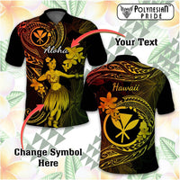 Custom Hawaii Symbols Polo Shirt Tropical Flowers With Kanaka Maoli
