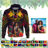Custom Photo Papua New Guinea Provinces Hoodie Flag With Polynesian Tropical Flowers - Polynesian Pride