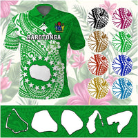 Custom Cook Islands Polo Shirt Islands Map Plumeria With Polynesian Tattoo