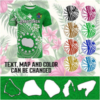 Custom Cook Islands T Shirt Islands Map Plumeria With Polynesian Tattoo