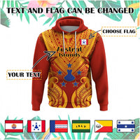 Custom French Polynesia Hoodie Five Groups Of Islands Flag Plumeria Polynesian Tribal