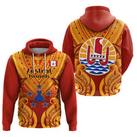 Custom French Polynesia Hoodie Five Groups Of Islands Flag Plumeria Polynesian Tribal