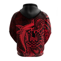 Custom French Polynesia Hoodie Map Of Islands Flag Hibiscus With Polynesian Shark Tattoo