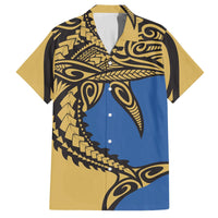 Polynesian Family Matching Outfit Samoan Shark Polynesian Tribal Off Shoulder Long Sleeve Dress And Shirt Family Set