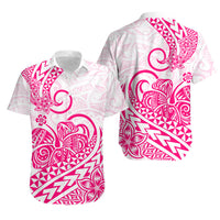 Polynesian Tribal Tattoo Retro Couple Off Long Dress and Hawaiian Shirt Pink Screen Color LT9 - Polynesian Pride