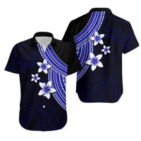 Polynesian Couples Matching Outfits Combo Long Sleeve Dress With Plumeria Flower Blue LT6 - Polynesian Pride
