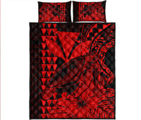 Hawaii Sea Turtle Quilt Bed Set Polynesia Kakau with Kanaka Maoli Red LT9 Red - Polynesian Pride