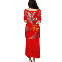 Personalised Tonga College Alete Puletasi Dress Class Of Year Kolisi Tonga Ngatu Pattern LT14 - Polynesian Pride
