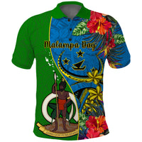 Vanuatu Malampa Day Polo Shirt 2023 Coat Of Arms With Flag Style LT14 Green - Polynesian Pride