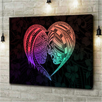 Polynesian Tribal Heart Tattoo Canvas Wall Art Pastel Version LT9 - Polynesian Pride