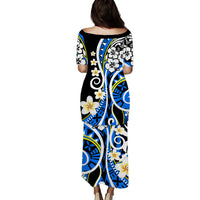 Plumeria Polynesian Puletasi Dress Trending Blue LT6 - Polynesian Pride
