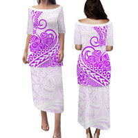 Polynesian Tribal Tattoo Retro Puletasi Dress Purple Screen Color LT9 Long Dress Purple - Polynesian Pride