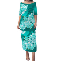 Polynesian Floral Tribal Puletasi Dress Turquoise LT9 - Polynesian Pride