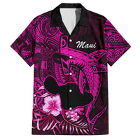 Hawaii Islands Short Sleeve Shirt Maui Map Hawaiian Shark With Tropical Flowers LT14 Unisex - Polynesian Pride